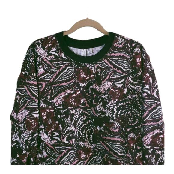 Joie Caleigh Burgundy Floral Drop Shoulder Cropped Pullover Thumbholes Women's M - Picture 3 of 7